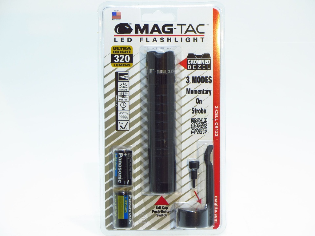 Maglite MAG-TAC (crowned) Black - SG2LRA6U 2xCR123 - 320 LU