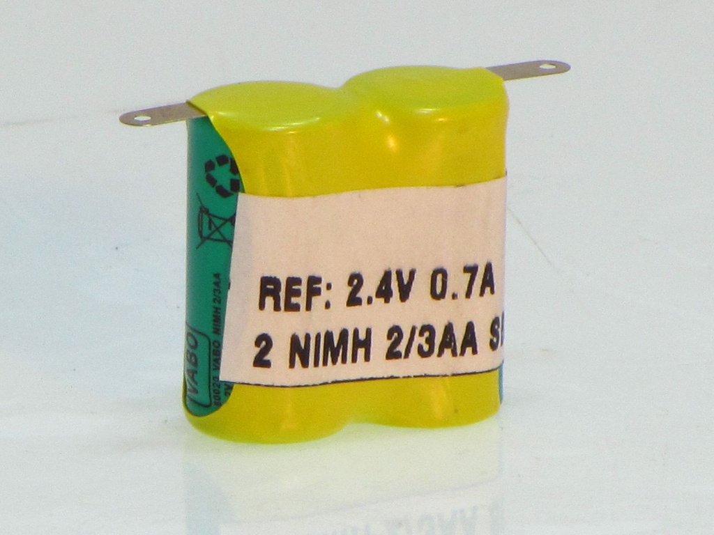 Vabo Nimh 2x 2/3AA- Side By Side -  SLD  2.4V 700MAH 14x28x