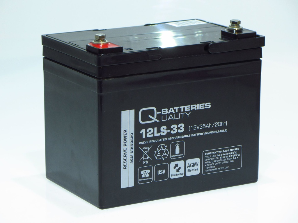 Q-BATT 12LS-33  AGM 12V 35AH F11 10YEAR 195x130x159