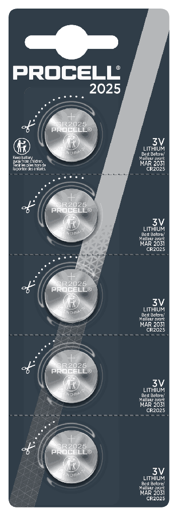 Procell CR2025 Lithium 3V Blister 5