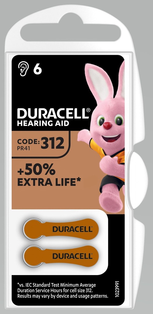 Duracell D312 PR41 Easytab Zinc Air 1,4V Blister 6