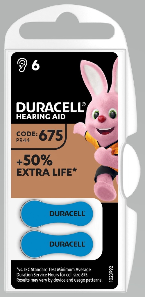 Duracell D675 PR44 Easytab Zinc Air 1,4V Blister 6