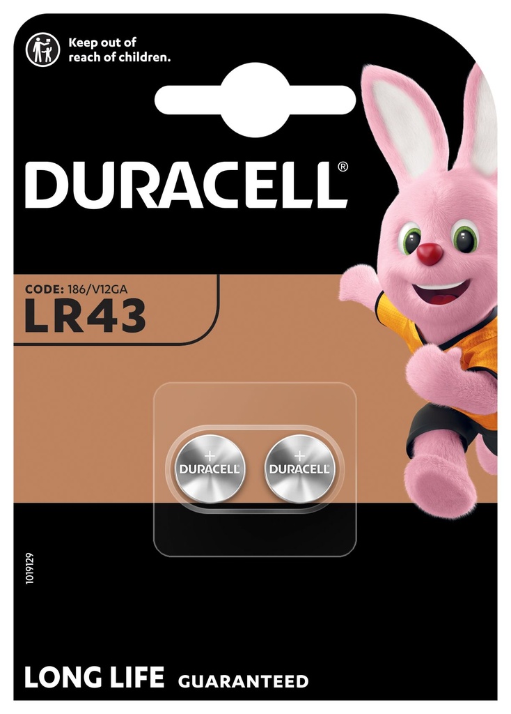 Duracell LR43 A186 Alkaline 1,5V Blister 2