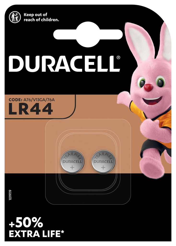 Duracell LR44 A76 Alkaline 1,5V Blister 2