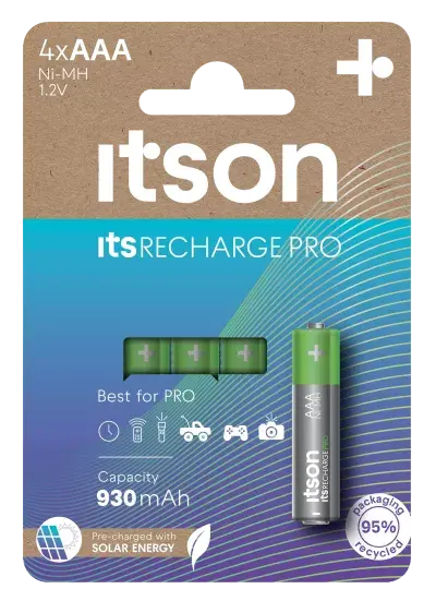 Itson Rechargeable HR03 930mAh NimH Blister 4