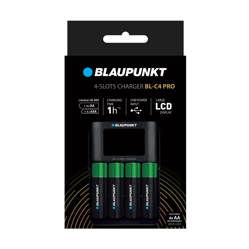 Blaupunkt BL-C4PROCH/1VH USB Charger + 4 x AA 2000mAh 