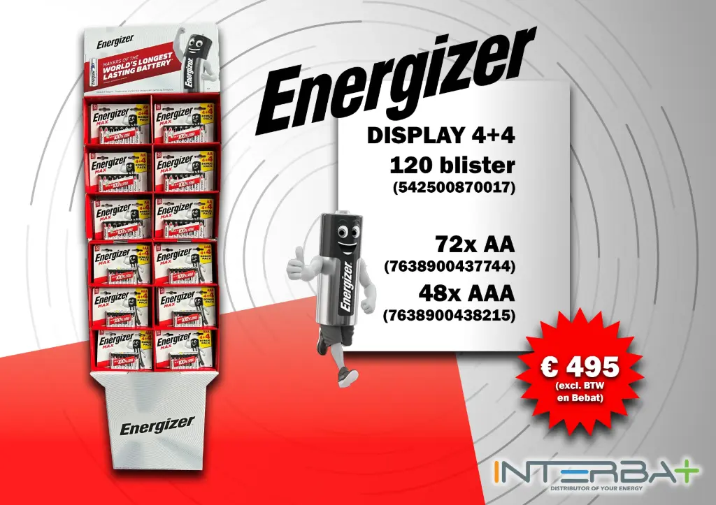 Display Energizer Max 4+4 gratis 120 Blisters
