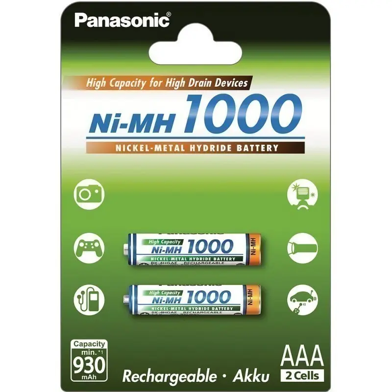 Panasonic HR03 Nimh 1000mAh High Drain BP2