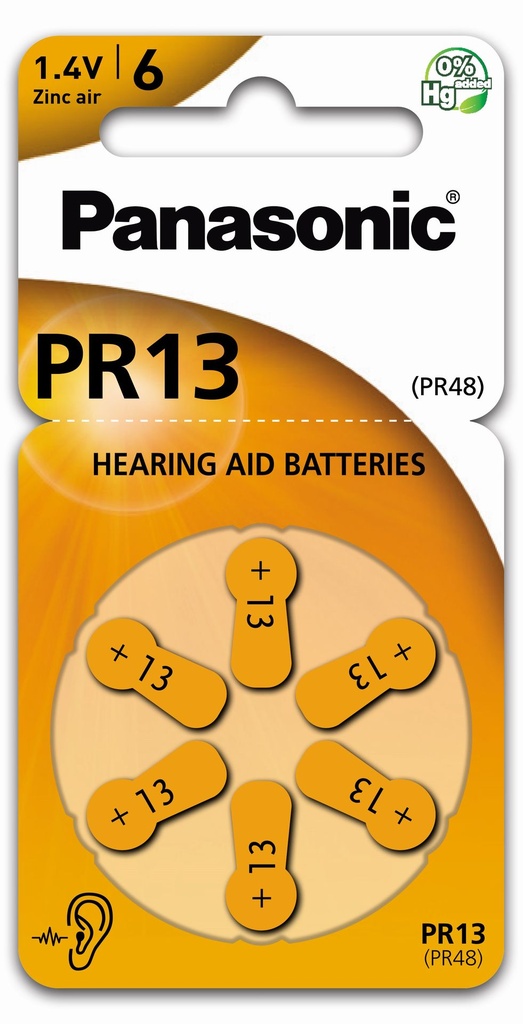 Panasonic PR13  PR48 Hearing Aid Blister 6