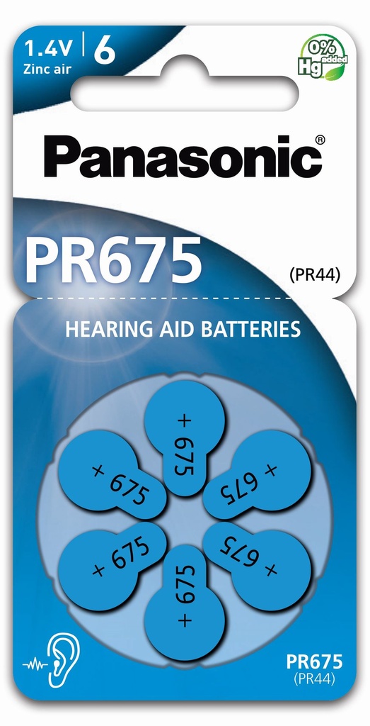 Panasonic PR675 PR44 Hearing Aid Blister 6