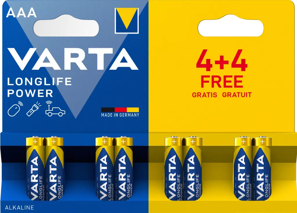 Varta 4903 LR03 Alkaline Longlife Power 4+4 gratis