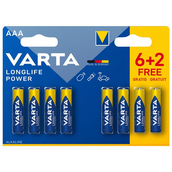 Varta 4903 LR03 Alkaline Longlife Power Blister 6+2