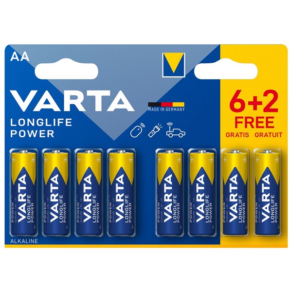 Varta 4906 LR06 Alkaline Longlife Power Blister 6+2