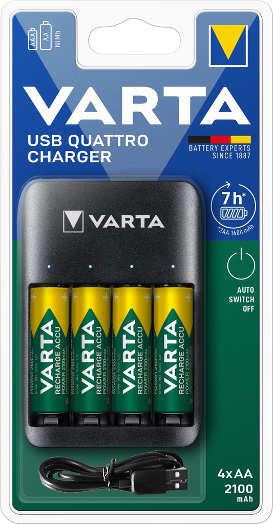 Varta Value USB Quattro Charger + 4 x AA 2100mAh