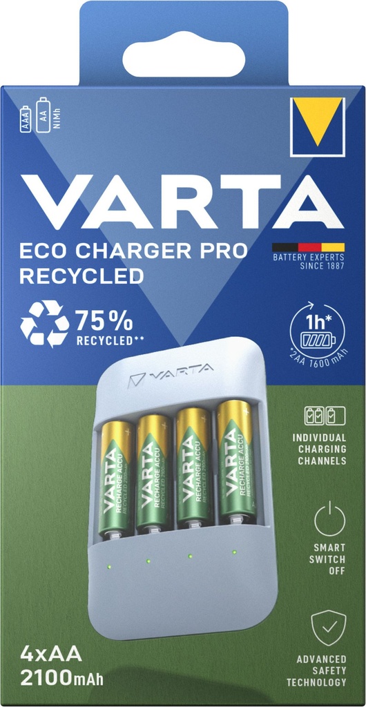 Varta Eco Charger Pro incl. 4 x Recycled AA 2100mAh