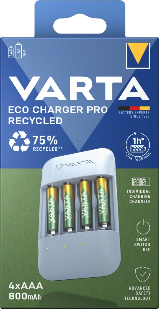 Varta Eco Charger Pro incl. 4 x Recycled AAA 800mAh