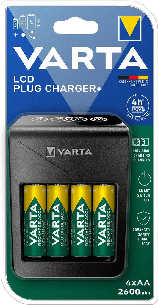 Varta LCD Plug Charger incl. 4 x AA 2600mAh