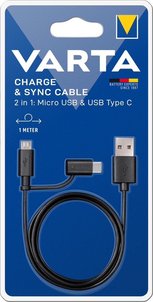 Varta Speed Charge & Sync Cable 2in1 Micro USB&USB Type C