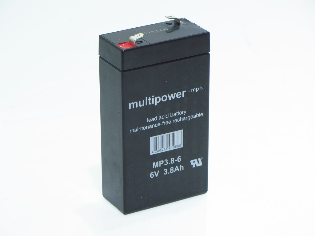 Multipower MP3.8-6  6V 3.8AH PB  66 X 33 X 118 126incl. tab