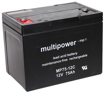 Multipower MP75-12C 12V 75AH M6 AGM 260 X 170 X 210 Cyclic