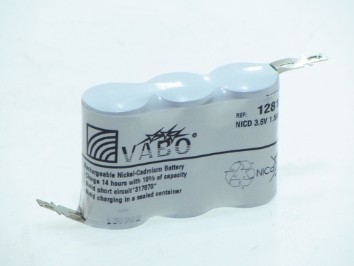 [12817] Vabo Nimh 3SC1800 HT ZAZ 3.6V 1.5AH  +4.8Male -4.8Male 70x23x43 mm