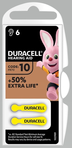[D10] Duracell D10 PR70 Easytab Zinc Air 1,4V Blister 6