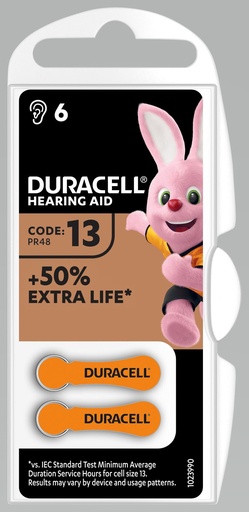 [D13] Duracell D13 PR48 Easytab Zinc Air 1,4V Blister 6