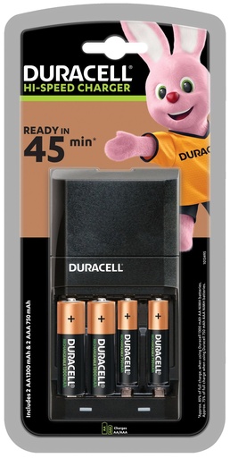 [DCEF27] Duracell Charger CEF27 45Min. incl.. 2 x AA + 2 x AAA