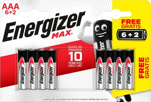 [ELR0362] Energizer LR03 Max Alkaline Blister 6+2