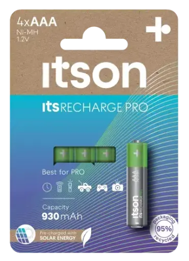 [ITHR034] Itson Rechargeable HR03 930mAh NimH Blister 4