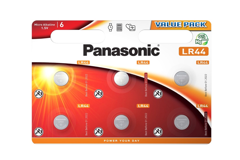 Panasonic LR44 Alkaline 1.5V Blister 6