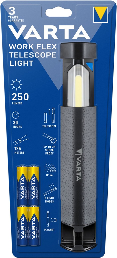 Varta 18646 Work Flex Telescope Light incl.. 4 x AA