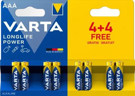 [V490344] Varta 4903 LR03 Alkaline Longlife Power 4+4 gratis