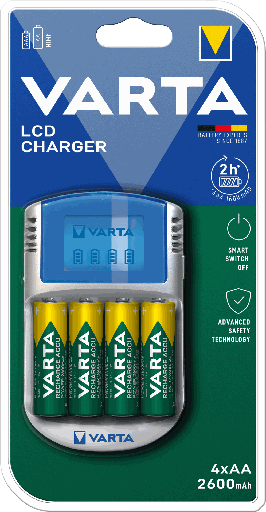 [V570701] Varta LCD Charger incl.. 4 x AA 2600mAh + 12V + USB
