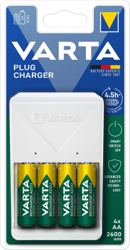 Varta Plug Charger incl.. 4 x 2600mAh