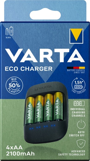 [V57680] Varta Eco Charger Eco Box incl.. 4 x Recycled AA 2100mAh