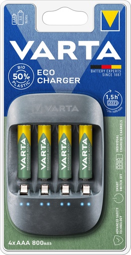 [V576802] Varta Eco Charger incl.. 4 x Recycled AAA 800mAh