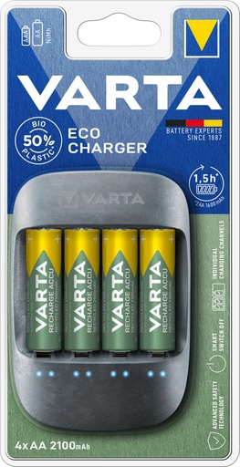 [V576803] Varta Eco Charger incl.. 4 x Recycled AA 2100mAh