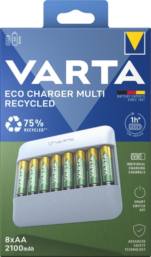 [V576821] Varta Eco Charger Multi incl. 8 x Recycled AA 2100mAh