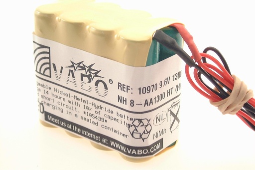 [10970] Nimh 8/AA 1300 High Temp  TYPE-H  9.6V Wired   58x30x50